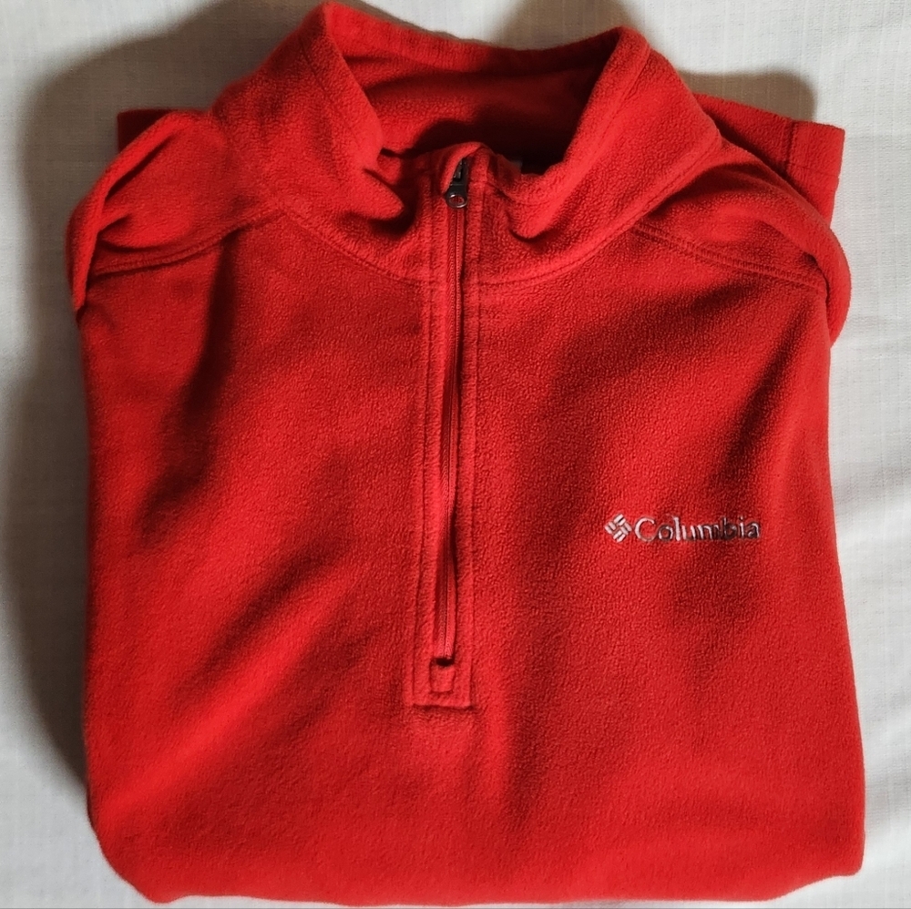 Red Columbia Pullover Fleece Turtleneck zipper S